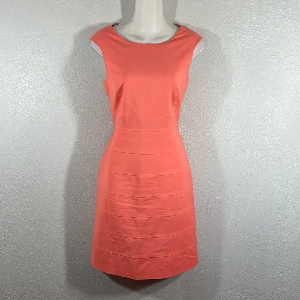 Antonio Melani peach pink paneled sleeveless sheath dress 6